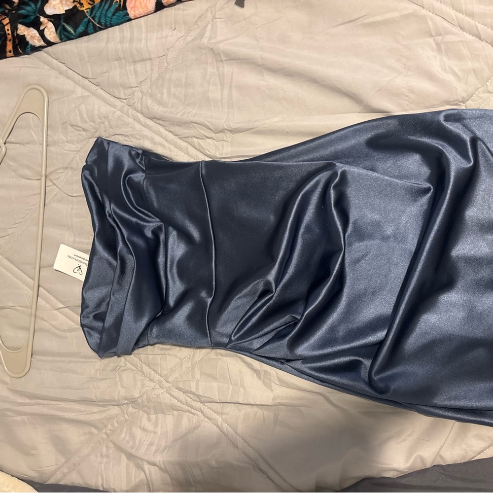 Windsor Strapless Navy Satin Dress